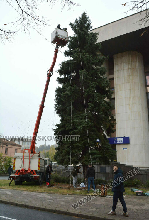 Коледният дух вече е в Хасково - поставят празничната украса