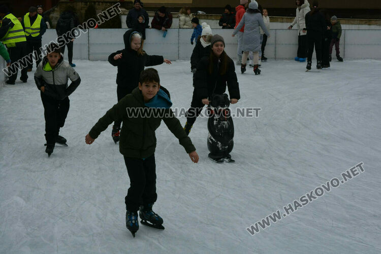 Опашки на ледената пързалка в Хасково 