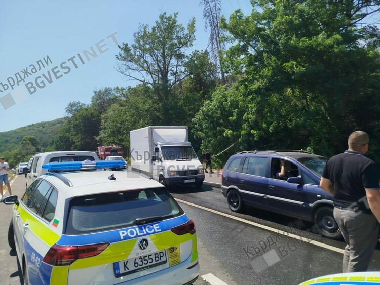 Пожар по пътя за Ардино, горят сухи треви и храсти