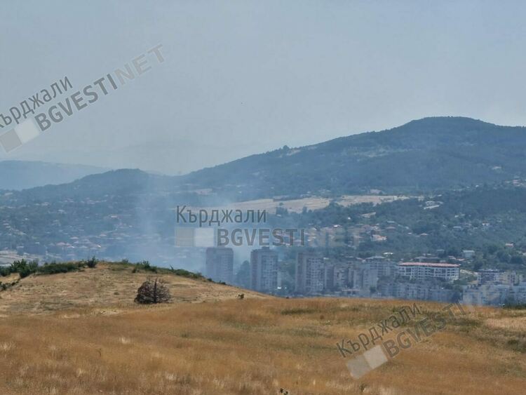 Пожар по пътя за Ардино, горят сухи треви и храсти