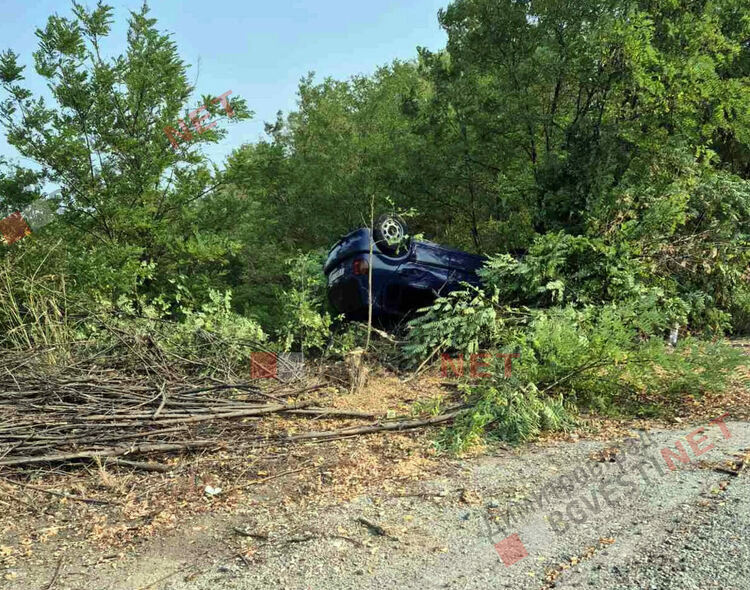 Автомобил изхвърча от пътя и се обърна по таван край Димитровград заради сърна