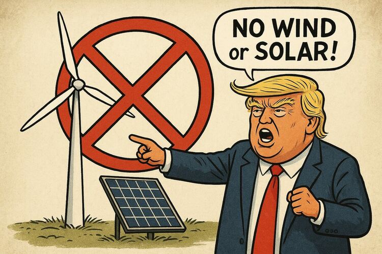 Тръмп иска да забрани вятърната и слънчевата енергия