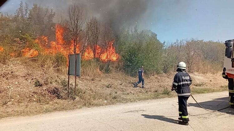 Пожар застраши къщи в с. Бодрово