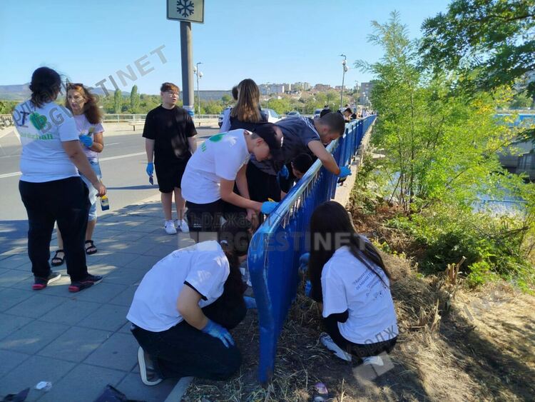 Десетки доброволци освежават Ардинския мост,боядисват парапета в цветовете на българския трибагреник
