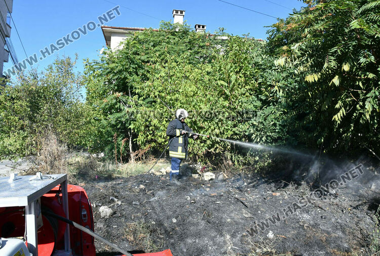 Изгасиха пламнали сухи треви и храсти в кв.„Възраждане“ в Хасково