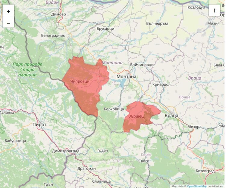 Ограничения за предвижването в област Монтана задари снеговалеж