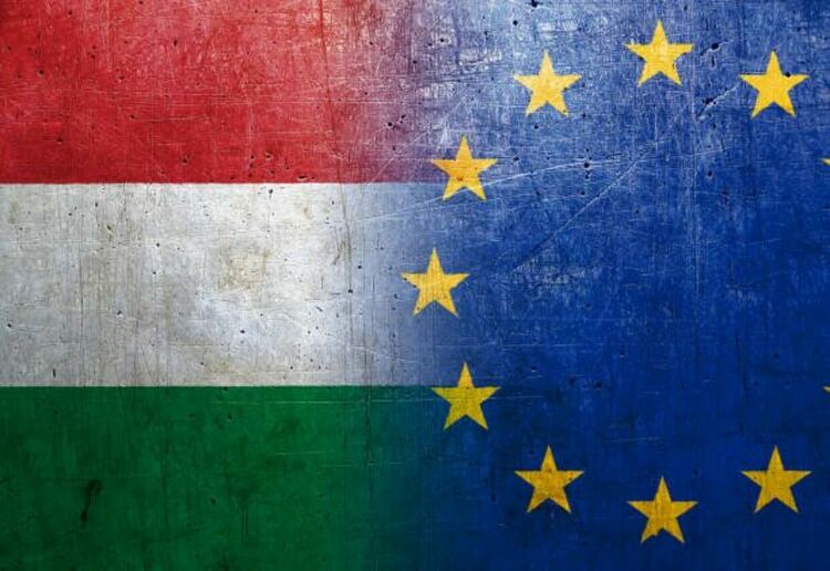 Унгарският и европейският флаг