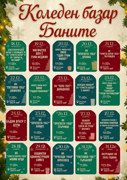 Баните посреща празниците с пълни хотели, автентична кухня и програма без аналог