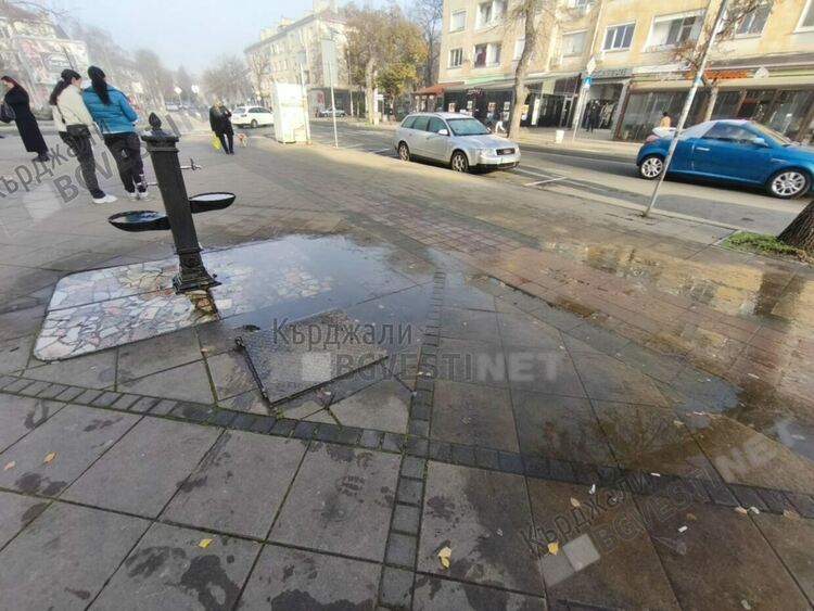 Месеци наред по булевард &bdquo;България&ldquo; в Кърджали се излива вода от повредена улична чешма
