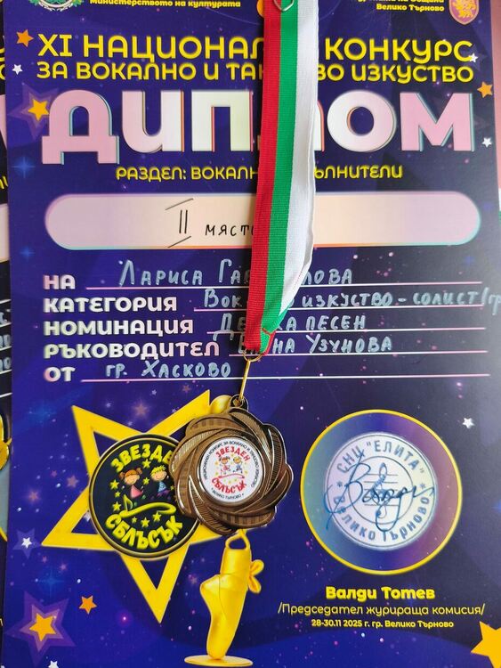 Талантливо дете от Детската градина по изкуствата спечели престижни музикални награди 