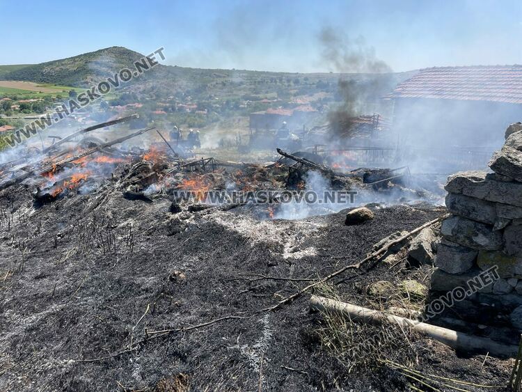 Пожар изпепели стопанска постройка в Татарево, спасиха овце и кози