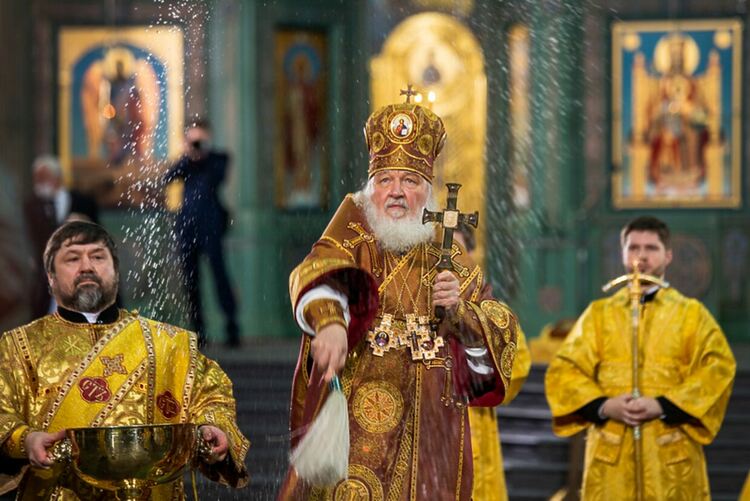 2020 г. Кирил освещава гигантския Храм на Въоръжените сили. Патриархът нарече строителството на храма &bdquo;един от символите на историческия обрат&ldquo; на народа и неговите въоръжени сили. Снимка Андрей Русов/МО пресцентър/ТАСС/АП